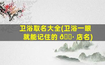 卫浴取名大全(卫浴一眼就能记住的 🌷 店名)